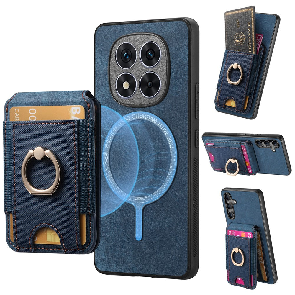 For Xiaomi Redmi Note 14 Pro 5G / Poco X7 5G Magnetic Case Leather Back Cover with Detachable Card Holder Kickstand