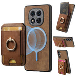For Xiaomi Redmi Note 14 Pro 5G / Poco X7 5G Magnetic Case Leather Back Cover with Detachable Card Holder Kickstand