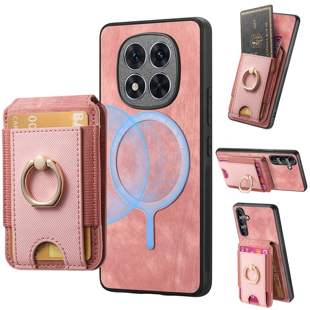For Xiaomi Redmi Note 14 Pro 5G / Poco X7 5G Magnetic Case Leather Back Cover with Detachable Card Holder Kickstand