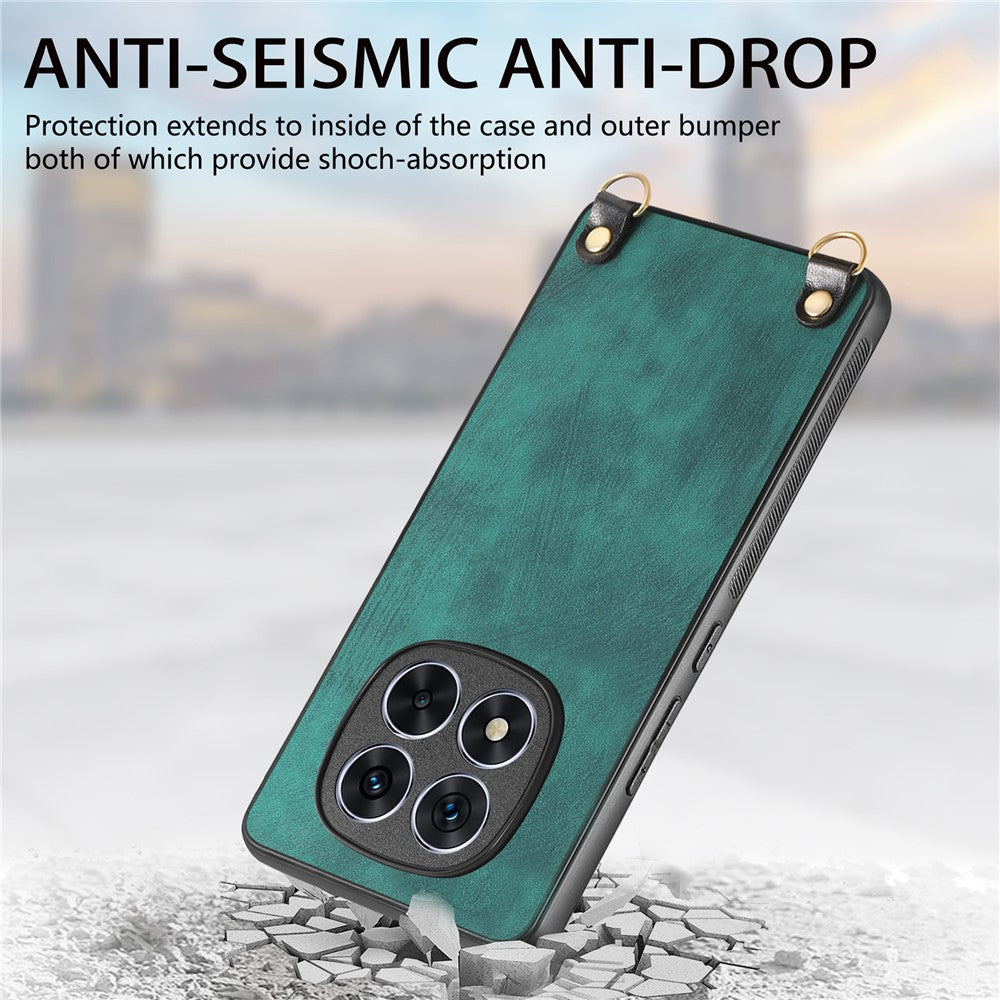 Xiaomi Redmi Note 14 Pro 5G / Poco X7 5G-cover i retrostruktureret læderbelagt PC+TPU med ophængningssnor
