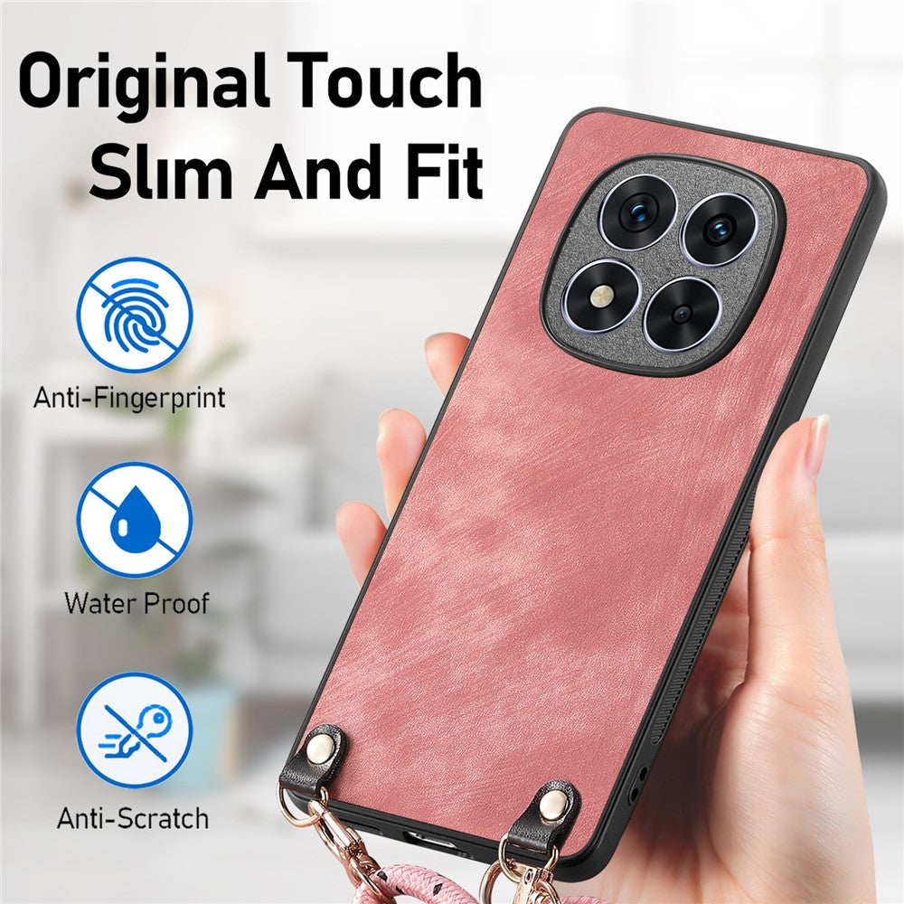 Xiaomi Redmi Note 14 Pro 5G / Poco X7 5G-cover i retrostruktureret læderbelagt PC+TPU med ophængningssnor