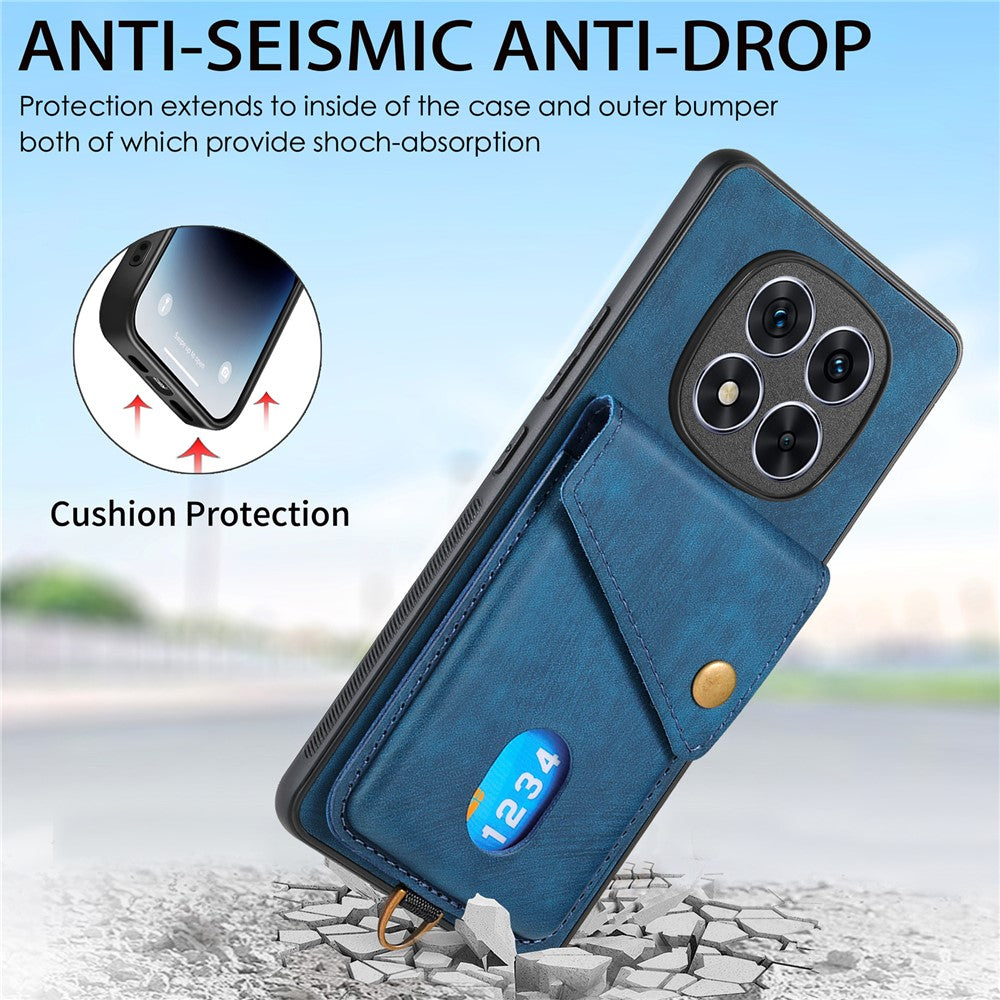 For Xiaomi Redmi Note 14 Pro 5G / Poco X7 5G Case Leather+TPU Back Cover with Card Slot Kickstand