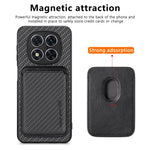 For Xiaomi Redmi Note 14 Pro+ 5G Case Carbon Fiber Leather Back Cover with Detachable Card Bag