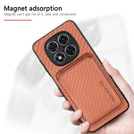 For Xiaomi Redmi Note 14 Pro+ 5G Case Carbon Fiber Leather Back Cover with Detachable Card Bag