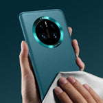 For Huawei Mate 50 Pro 4G Phone Case, Metal Lens Design Textured PU Leather Coating TPU + PC Protector Shell