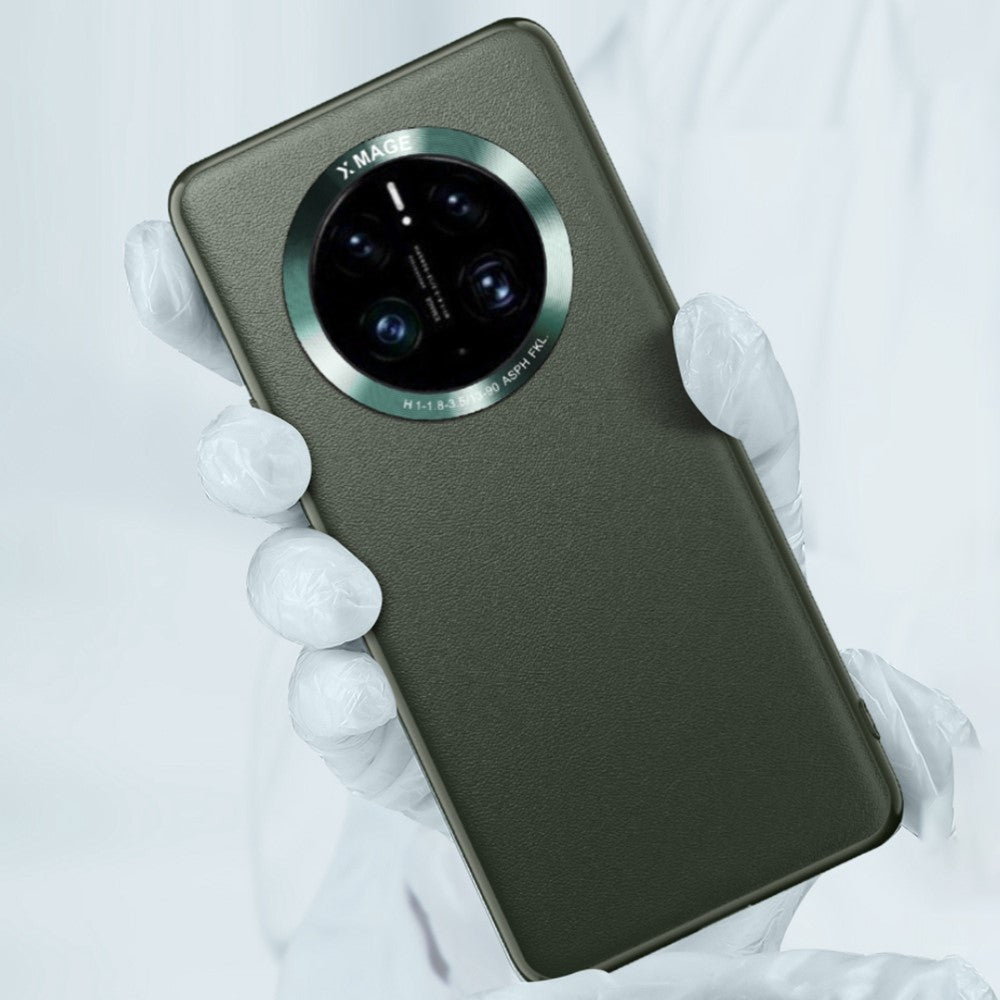 For Huawei Mate 50 Pro 4G Phone Case, Metal Lens Design Textured PU Leather Coating TPU + PC Protector Shell