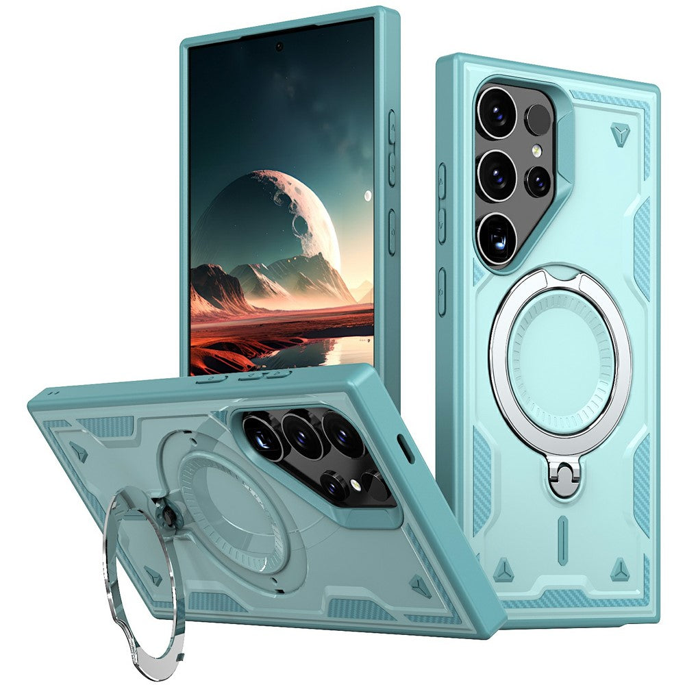 For Samsung Galaxy S25 Ultra Magnetic Case Military Protection PC+TPU Kickstand Phone Cover