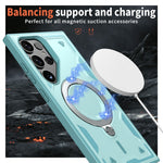 For Samsung Galaxy S25 Ultra Magnetic Case Military Protection PC+TPU Kickstand Phone Cover