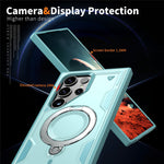 For Samsung Galaxy S25 Ultra Magnetic Case Military Protection PC+TPU Kickstand Phone Cover