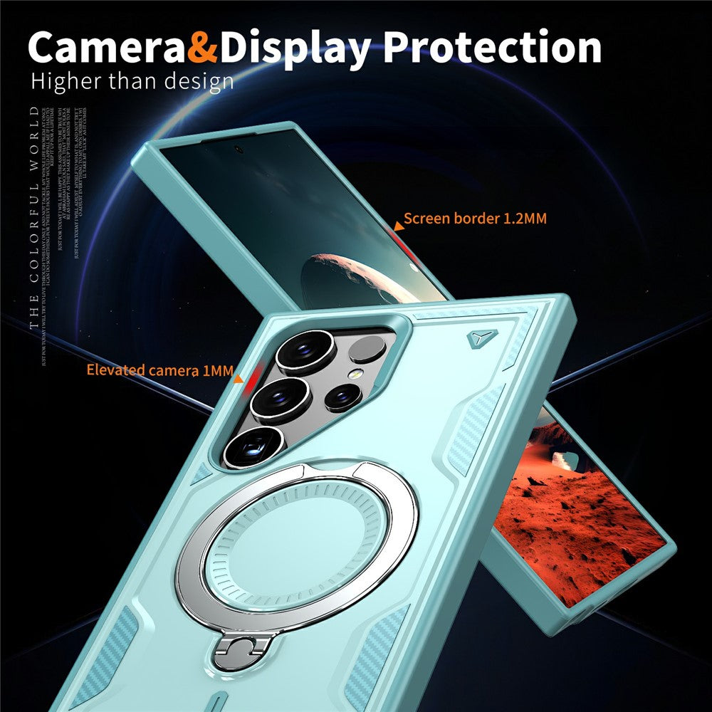 For Samsung Galaxy S25 Ultra Magnetic Case Military Protection PC+TPU Kickstand Phone Cover