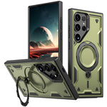 For Samsung Galaxy S25 Ultra Magnetic Case Military Protection PC+TPU Kickstand Phone Cover