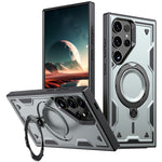 For Samsung Galaxy S25 Ultra Magnetic Case Military Protection PC+TPU Kickstand Phone Cover