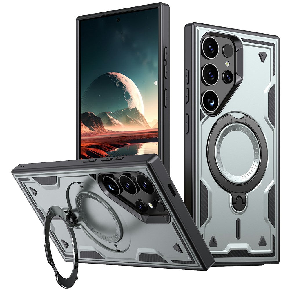 For Samsung Galaxy S25 Ultra Magnetic Case Military Protection PC+TPU Kickstand Phone Cover