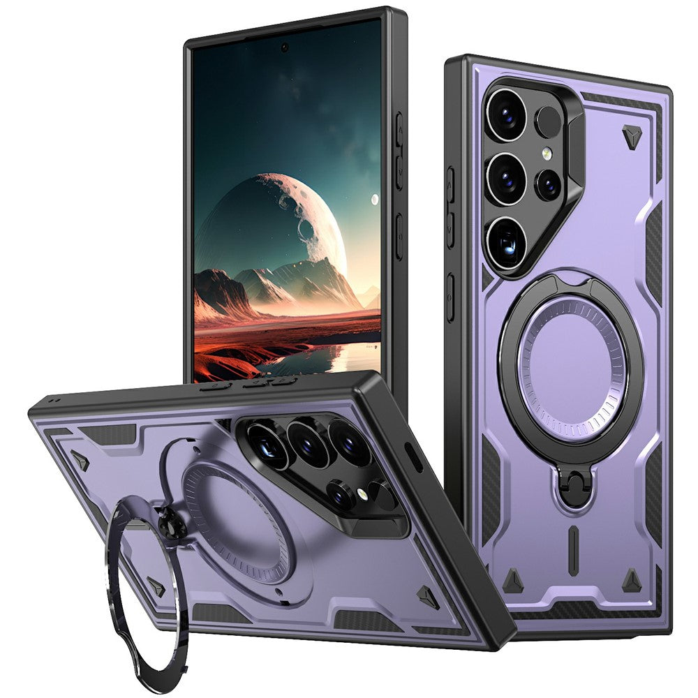 For Samsung Galaxy S25 Ultra Magnetic Case Military Protection PC+TPU Kickstand Phone Cover