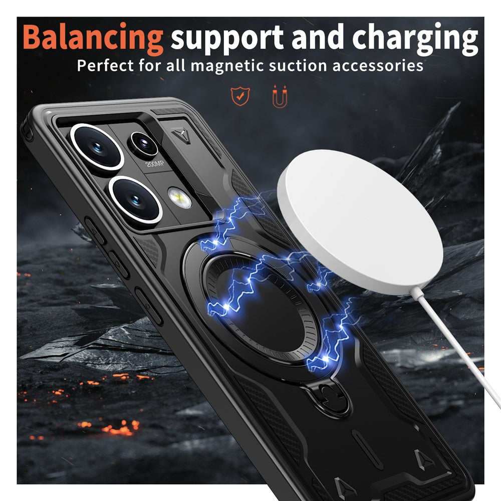 For Xiaomi Redmi Note 13 5G Magnetic Case Military Protection PC+TPU Kickstand Phone Cover