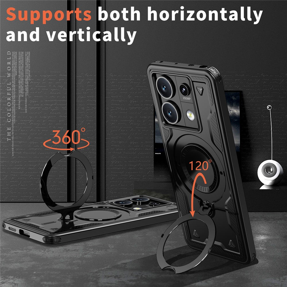 For Xiaomi Redmi Note 13 5G Magnetic Case Military Protection PC+TPU Kickstand Phone Cover