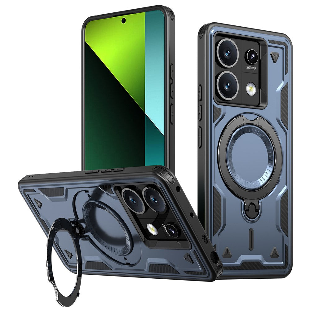 For Xiaomi Redmi Note 13 5G Magnetic Case Military Protection PC+TPU Kickstand Phone Cover
