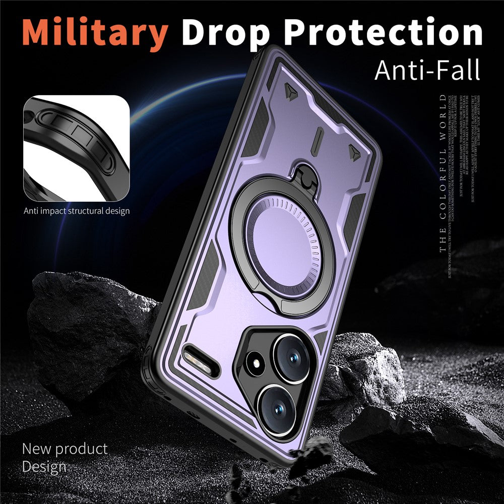For Xiaomi Redmi Note 13 Pro+ 5G Magnetic Case Military Protection PC+TPU Kickstand Phone Cover