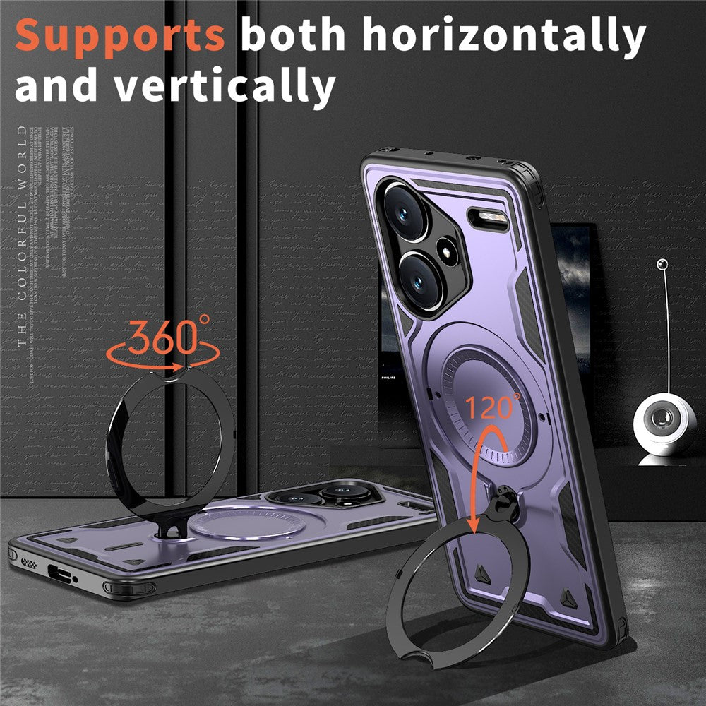 For Xiaomi Redmi Note 13 Pro+ 5G Magnetic Case Military Protection PC+TPU Kickstand Phone Cover