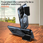 For Samsung Galaxy S25 / S24 Magnetic Case Lens Lid Kickstand PC+TPU Back Cover