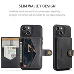 JEEHOOD For iPhone 14 Plus Wallet Phone Case Detachable 2-in-1 Leather Coated TPU Phone Case with Kickstand