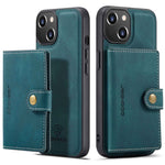 JEEHOOD For iPhone 14 Plus Wallet Phone Case Detachable 2-in-1 Leather Coated TPU Phone Case with Kickstand