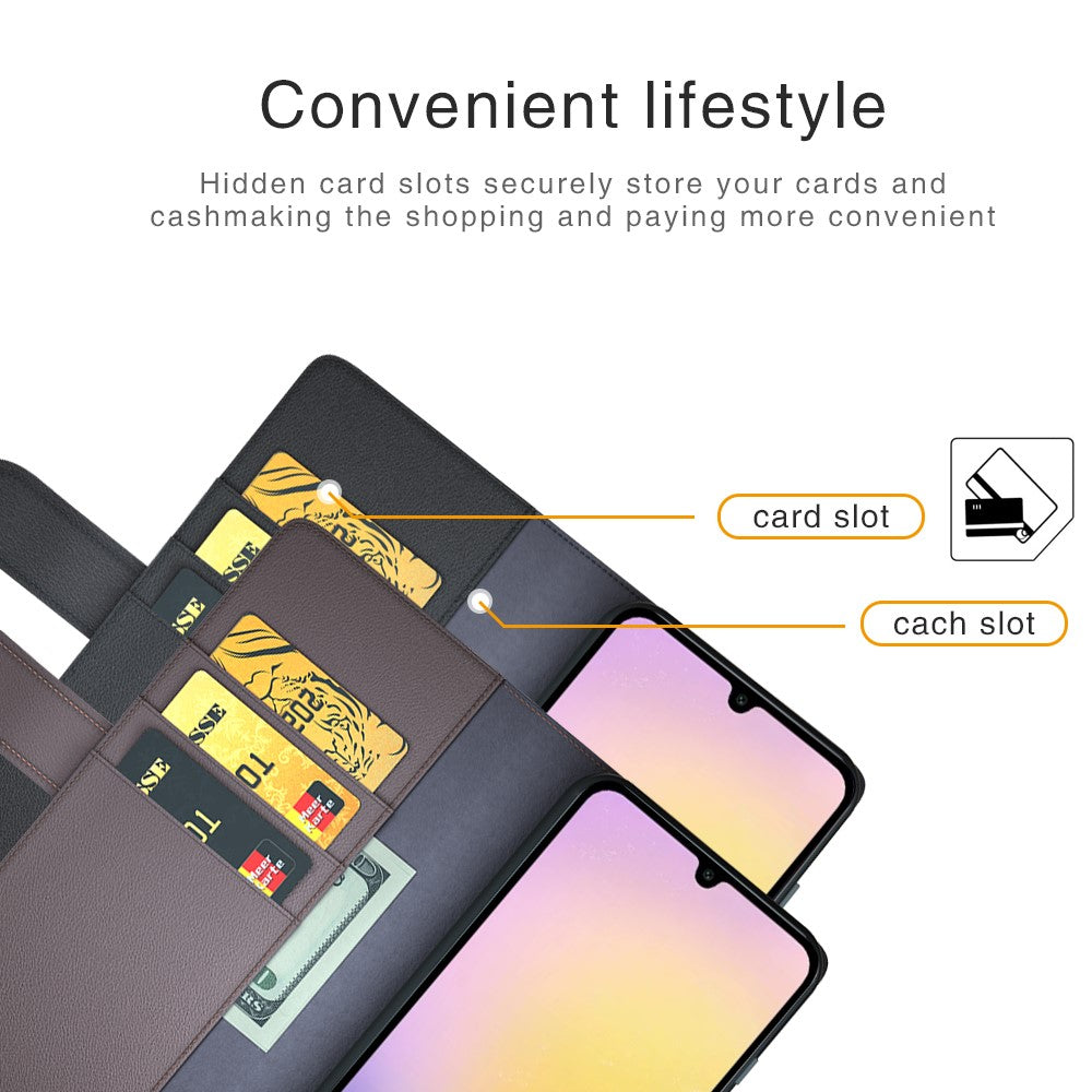 For Samsung Galaxy A26 5G Case Genuine Split Leather Phone Cover with Wallet Stand