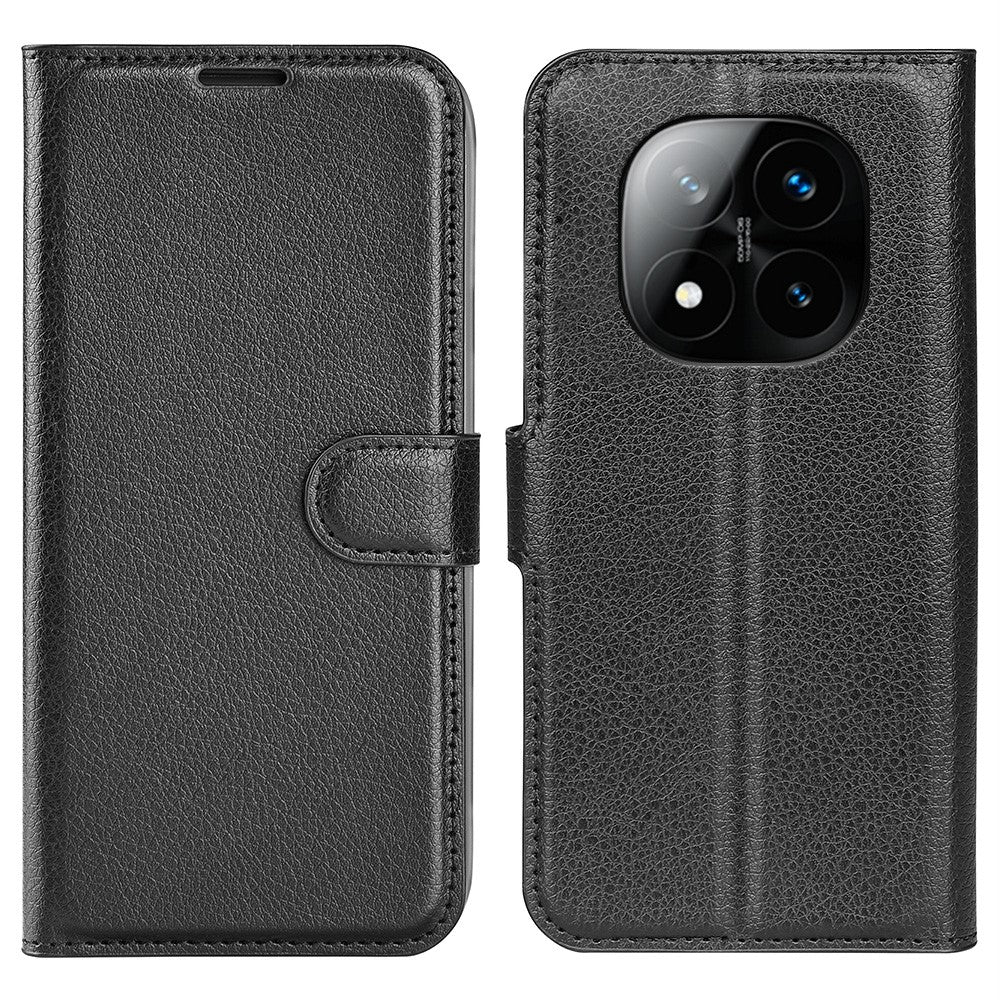 Xiaomi Redmi Note 14 Pro+ 5G-skal Litchitextur Stötsäkert Läderplånboksfodral
