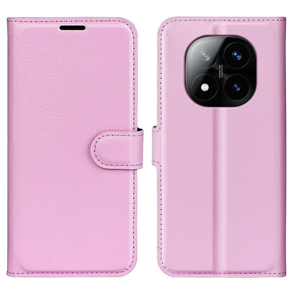 Xiaomi Redmi Note 14 Pro+ 5G-skal Litchitextur Stötsäkert Läderplånboksfodral