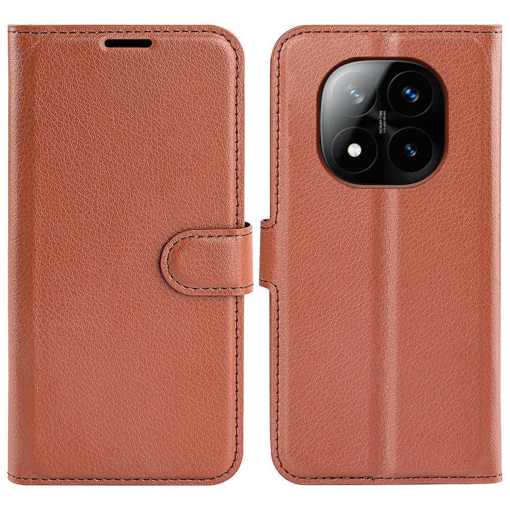 Xiaomi Redmi Note 14 Pro+ 5G-skal Litchitextur Stötsäkert Läderplånboksfodral