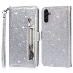 Til Samsung Galaxy A56 5G Stand Etui Glitter Telefon Læder Cover Lynlåslomme