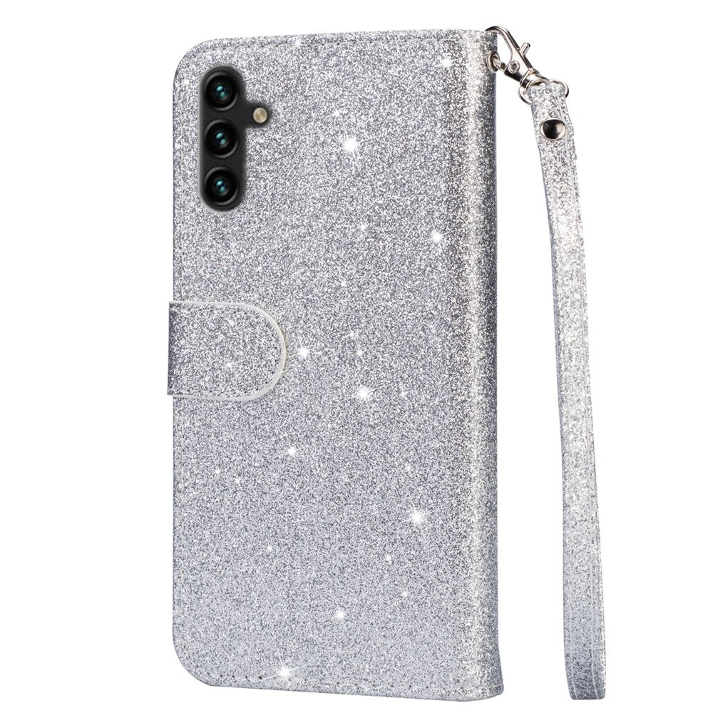 Til Samsung Galaxy A56 5G Stand Etui Glitter Telefon Læder Cover Lynlåslomme
