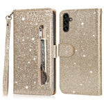 Til Samsung Galaxy A56 5G Stand Etui Glitter Telefon Læder Cover Lynlåslomme