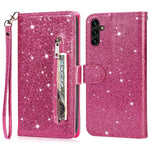 Til Samsung Galaxy A56 5G Stand Etui Glitter Telefon Læder Cover Lynlåslomme
