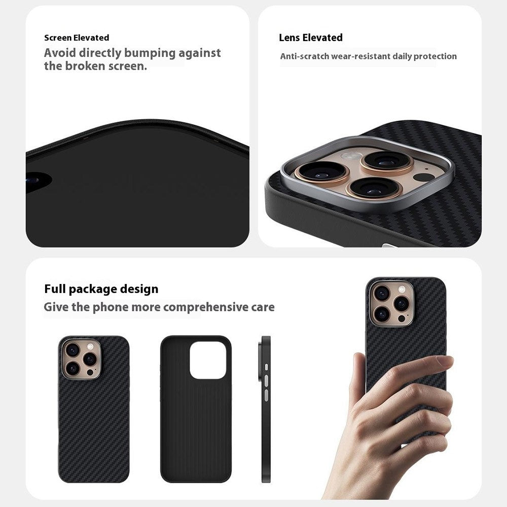 ABEEL For iPhone 16 Pro Max Case Compatible with MagSafe Carbon Fiber Texture Back Cover