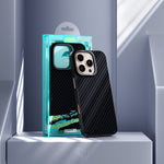 ABEEL For iPhone 15 Pro Max Case Compatible with MagSafe Carbon Fiber Texture Back Cover