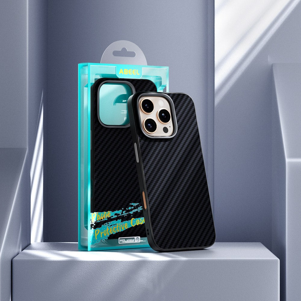 ABEEL For iPhone 15 Pro Max Case Compatible with MagSafe Carbon Fiber Texture Back Cover