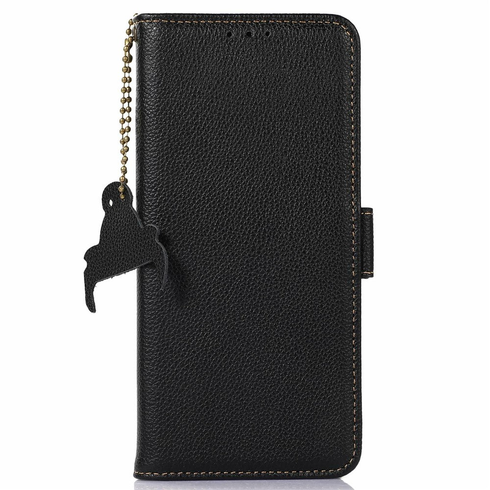 For Samsung Galaxy A26 5G Case RFID Blocking Textured Genuine Cow Leather Phone Cover