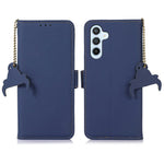 For Samsung Galaxy A26 5G Case RFID Blocking Textured Genuine Cow Leather Phone Cover