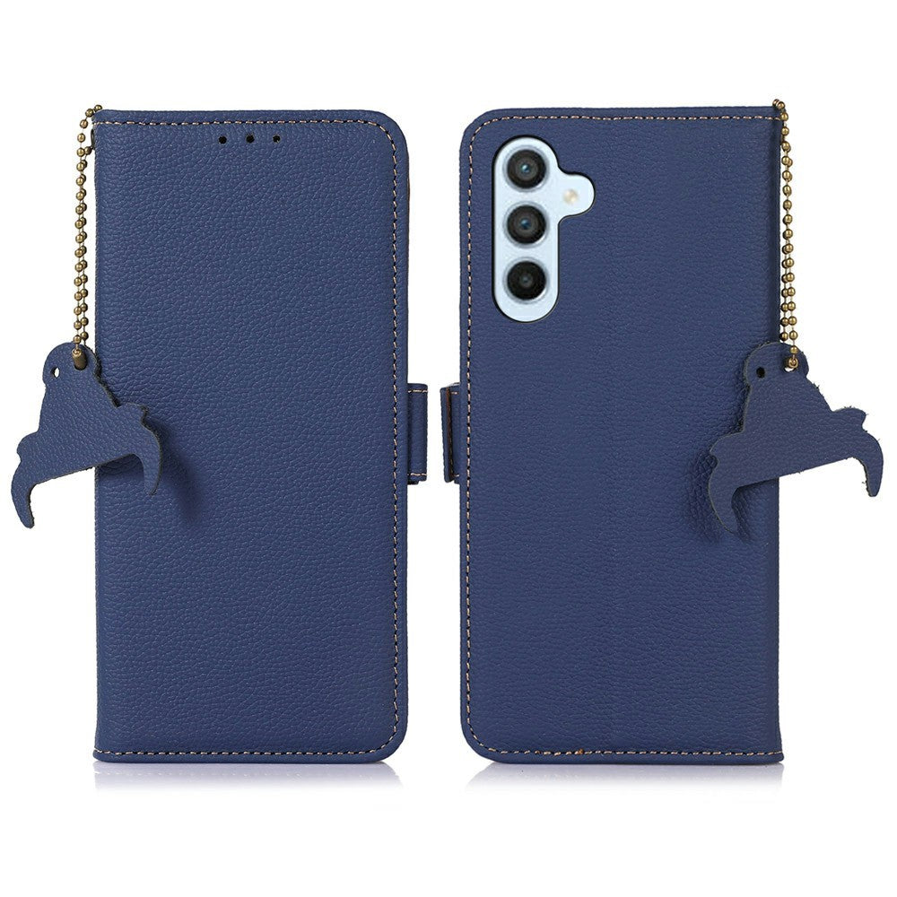 For Samsung Galaxy A26 5G Case RFID Blocking Textured Genuine Cow Leather Phone Cover
