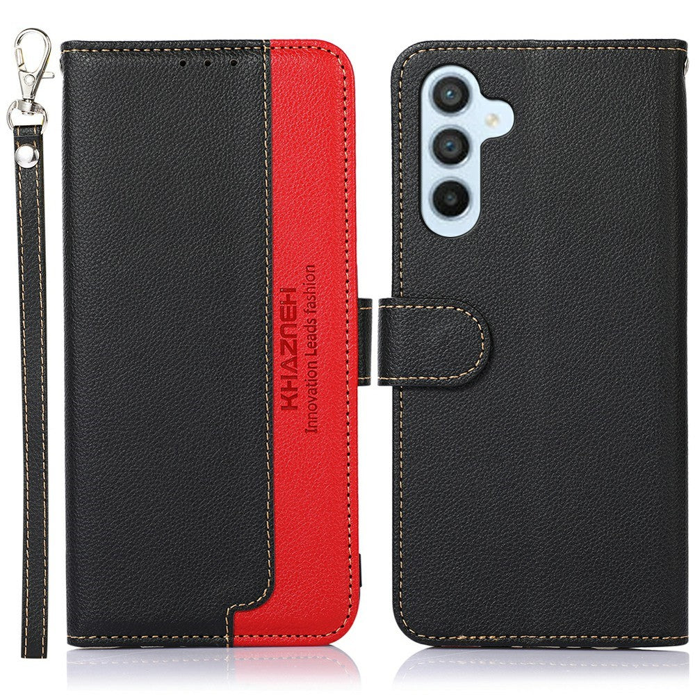 KHAZNEH Til Samsung Galaxy A56 5G Etui RFID-blokerende Pung Litchi Tekstur PU Læder Telefoncover