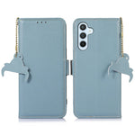 For Samsung Galaxy A56 5G Case RFID Blocking Textured Genuine Cow Leather Phone Cover