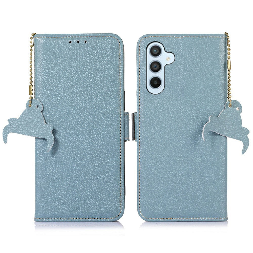 For Samsung Galaxy A56 5G Case RFID Blocking Textured Genuine Cow Leather Phone Cover