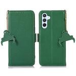 For Samsung Galaxy A56 5G Case RFID Blocking Textured Genuine Cow Leather Phone Cover
