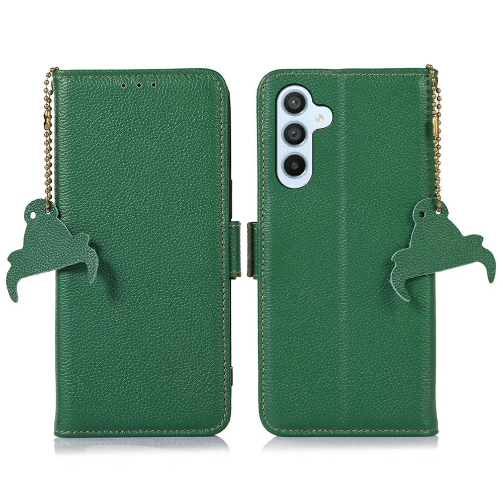 For Samsung Galaxy A56 5G Case RFID Blocking Textured Genuine Cow Leather Phone Cover