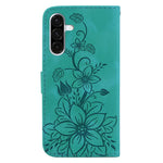 Samsung Galaxy A18 4G / A18 5G / A17 4G / A17 5G / A26 5G-skal, läderfodral med stativ och liljeblomma