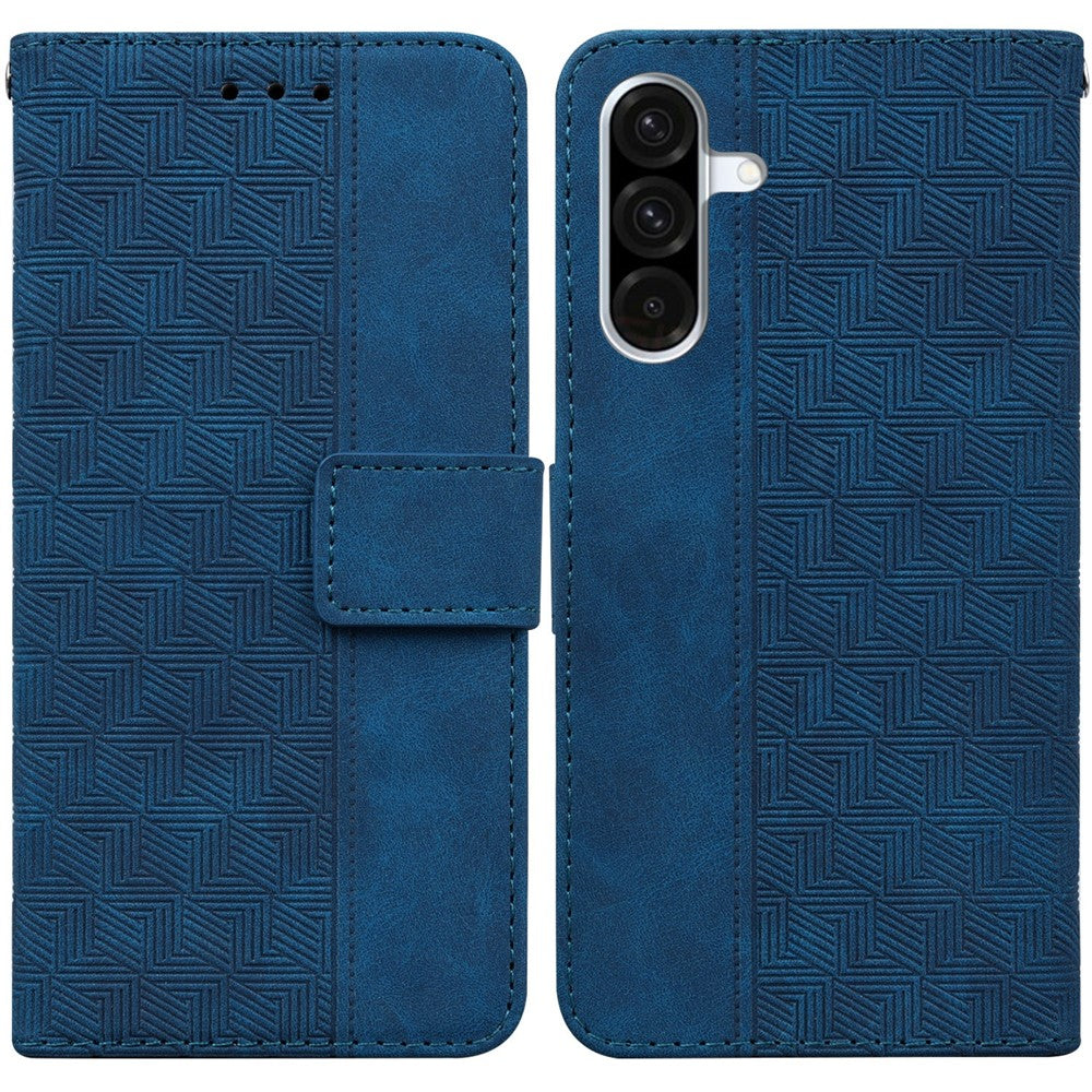 Samsung Galaxy A18 4G / A18 5G / A17 4G / A17 5G / A26 5G-skal, geometriskt mönster, läderplånbok, mobilskal med handledsrem