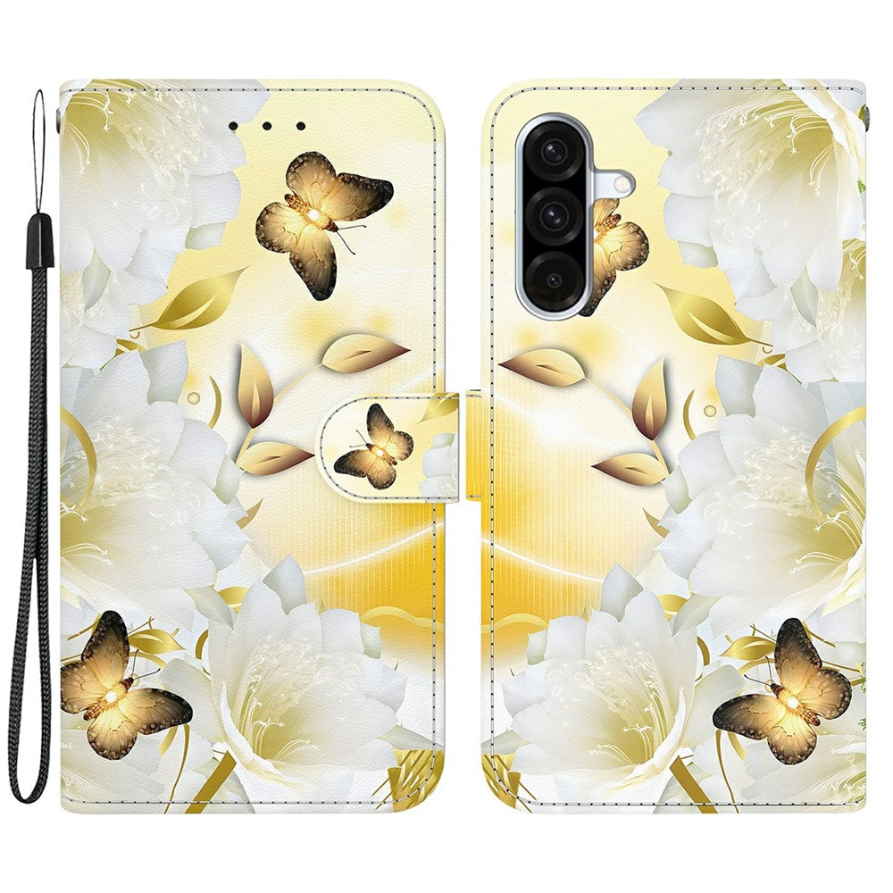 Samsung Galaxy A18 4G / A18 5G / A17 4G / A17 5G / A26 5G Plånboksfodral Läder med fallskydd, fällbart mönster