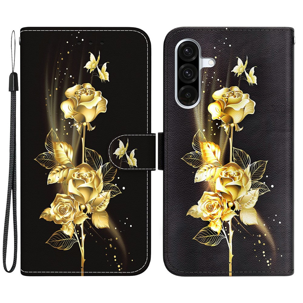 Samsung Galaxy A18 4G / A18 5G / A17 4G / A17 5G / A26 5G Plånboksfodral Läder med fallskydd, fällbart mönster