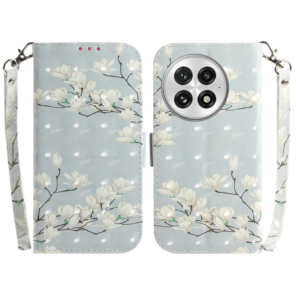 For OnePlus 13 Case Pattern Printing Leather Wallet Phone Cover with Wrist Strap